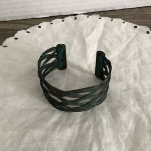 Vtg 90s Braided Metal Cuff Bracelet
